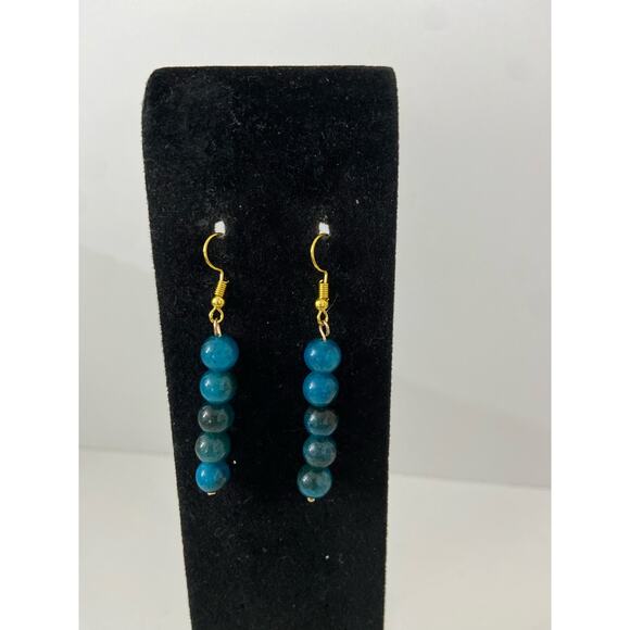 blue apatite bead earrings - Picture 1 of 4